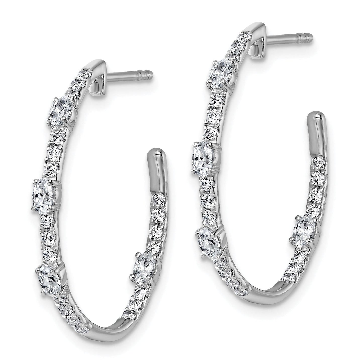 14K White Gold Lab Diamond J Hoop Earrings