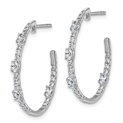 14K White Gold Lab Diamond J Hoop Earrings