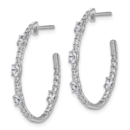 14K White Gold Lab Diamond J Hoop Earrings