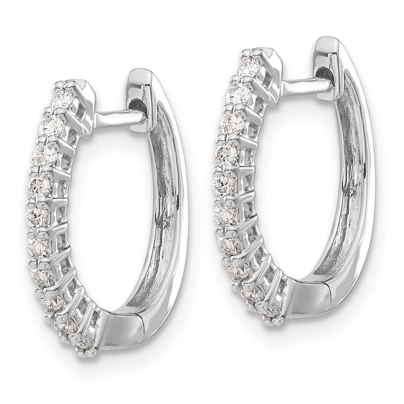 14K White Gold Lab Grown Diamond Hinged Hoop Earrings