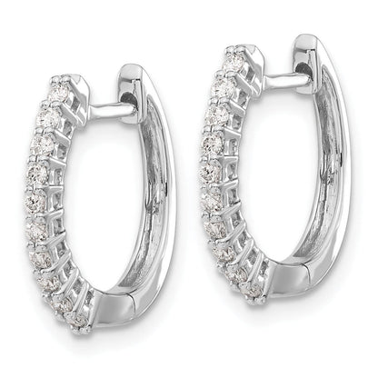 14K White Gold Lab Grown Diamond Hinged Hoop Earrings