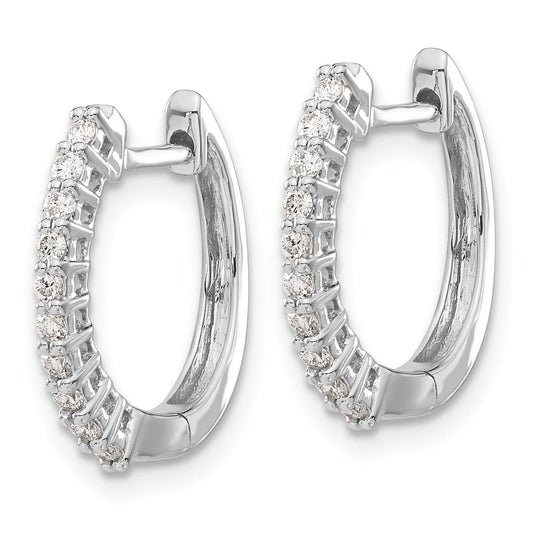 14K White Gold Lab Grown Diamond Hinged Hoop Earrings