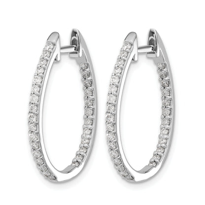 14k White Gold 3/4 carat Lab Grown Diamond In and Out Hinged Hoop Earrings