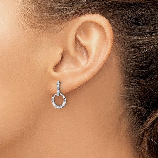14K White Gold Lab Grown Diamond Dangle Earrings