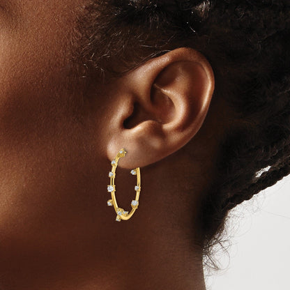 14K Gold Lab Grown Diamond Post Hoop Earrings