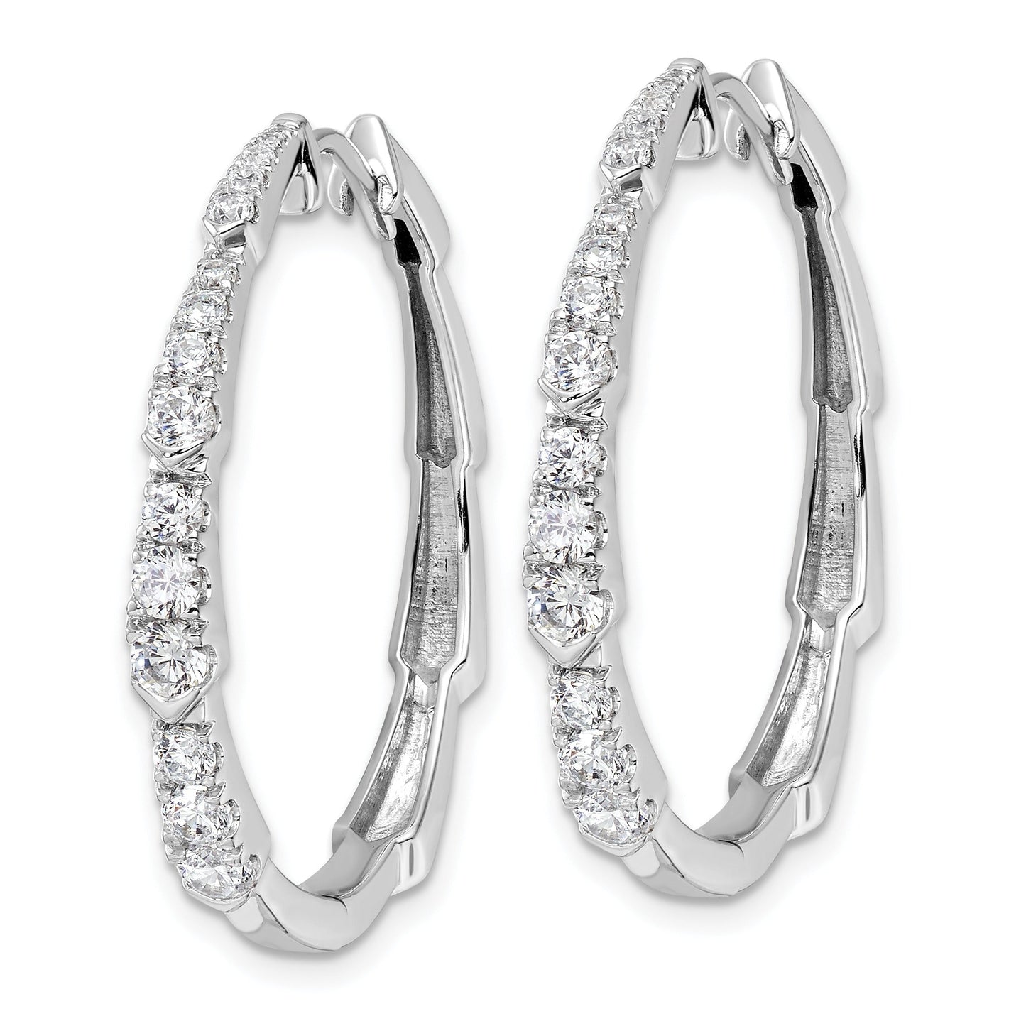 14K Gold Lab Grown Diamond Round Hoop Earrings