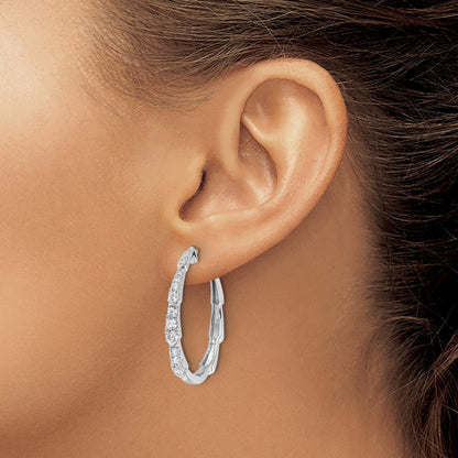 14K Gold Lab Grown Diamond Round Hoop Earrings