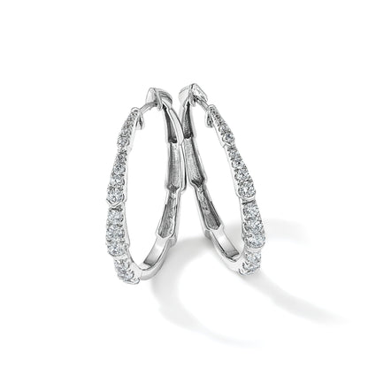 14K Gold Lab Grown Diamond Round Hoop Earrings