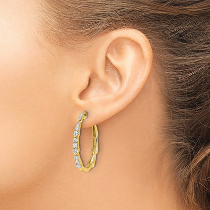 14K Gold Lab Grown Diamond Round Hoop Earrings
