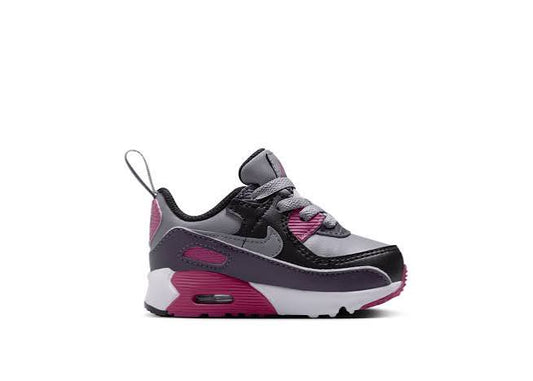 Nike Air Max 90 EasyOn Toddlers' (TD) Sneakers — Cement Grey/Dark Raisin Leather Low-Top