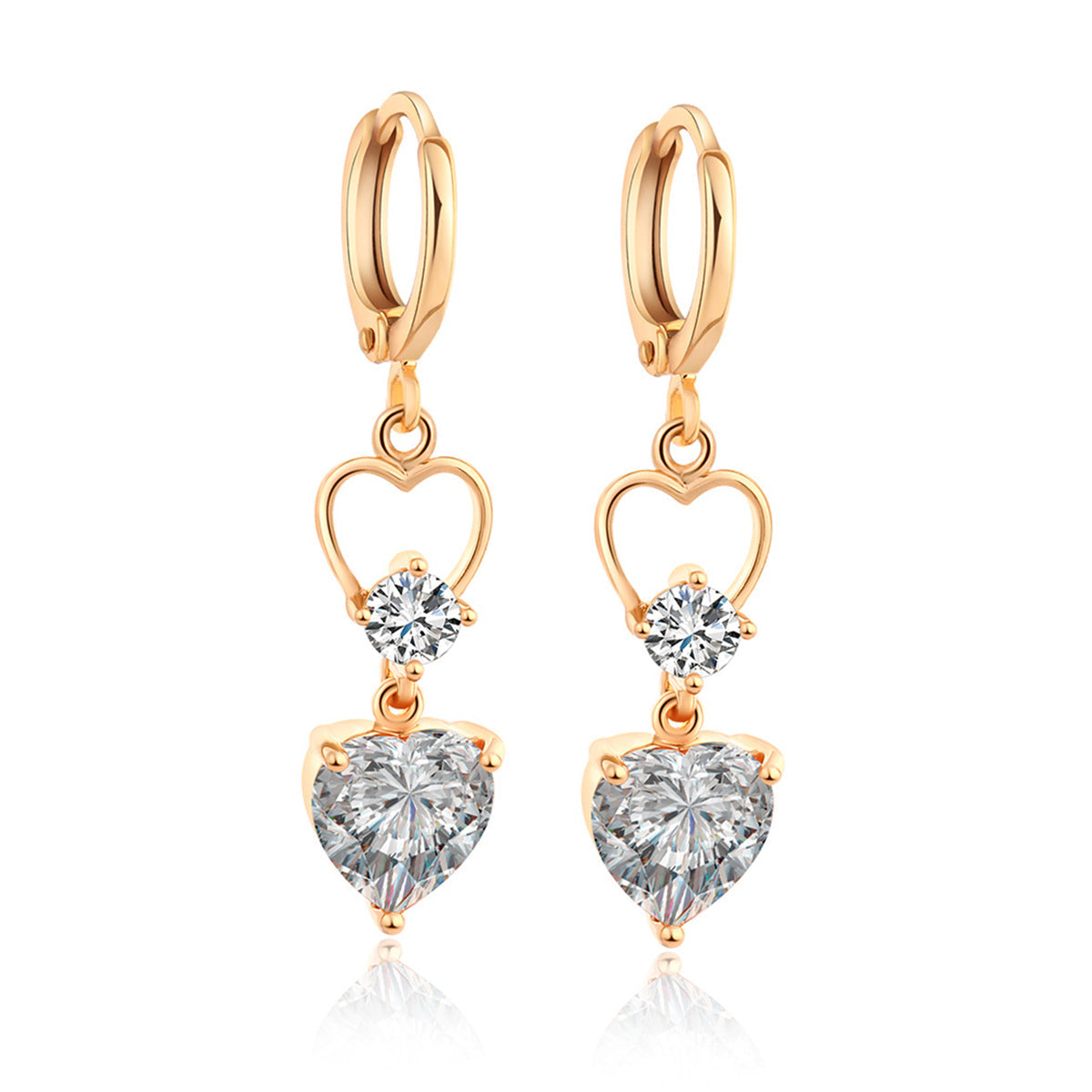 Crystal & Cubic Zirconia Goldtone Heart Dangle Earring