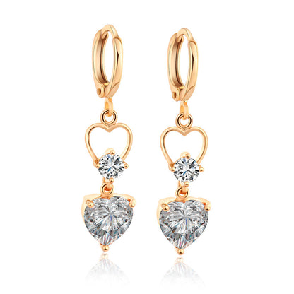 Crystal & Cubic Zirconia Goldtone Heart Dangle Earring