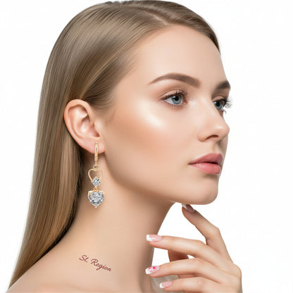 Crystal & Cubic Zirconia Goldtone Heart Dangle Earring