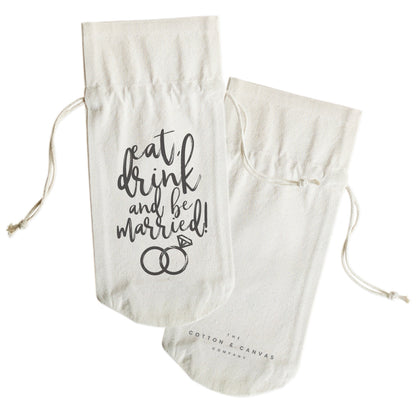 The Cotton and Canvas Co. Eat, Drink and Be Married Cotton Canvas Wine Bag