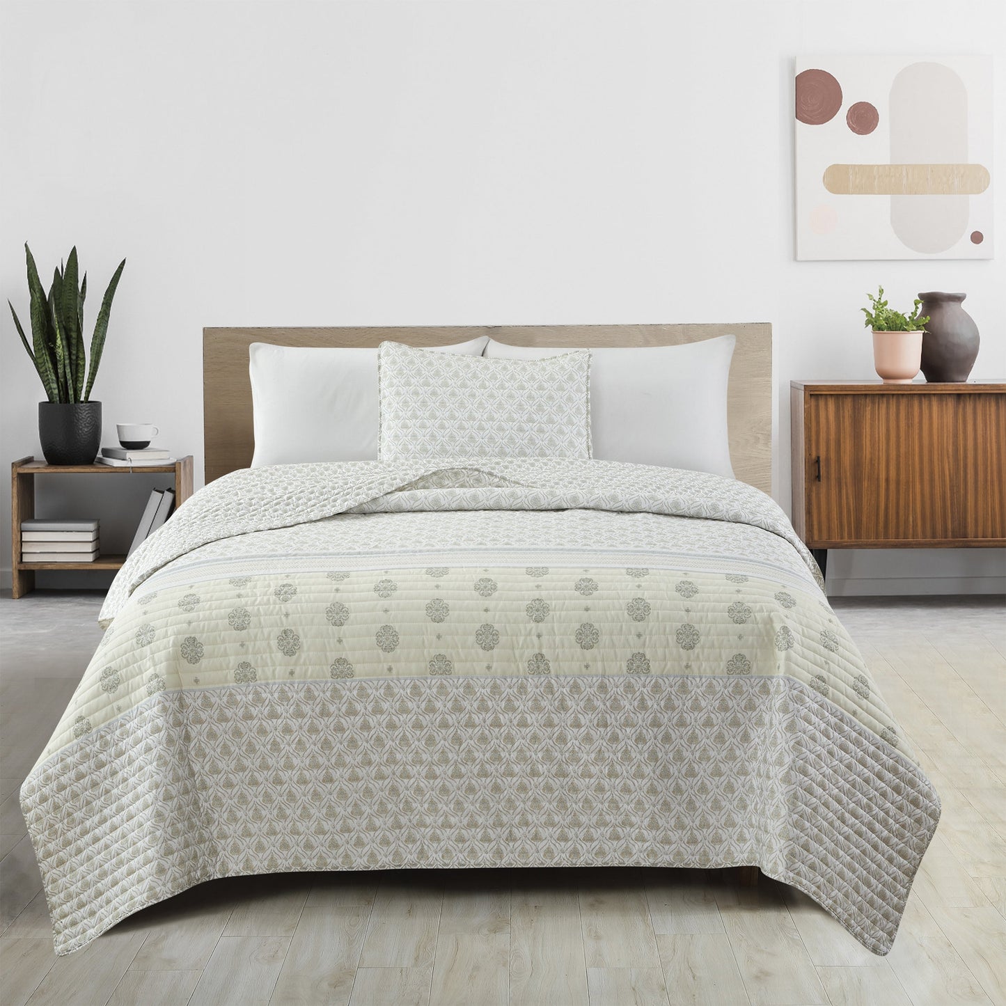 Patina Vie Maison Vintage Floral Printed Quilt Set With Shams