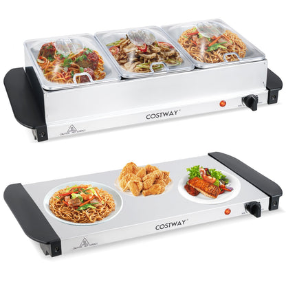 Electric Buffet Server Food Warmer with 3 Removable Trays