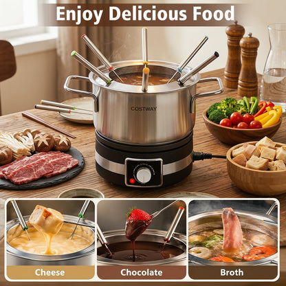 Electric Fondue Pot Set with 6 Forks - 2.6 Quart Capacity