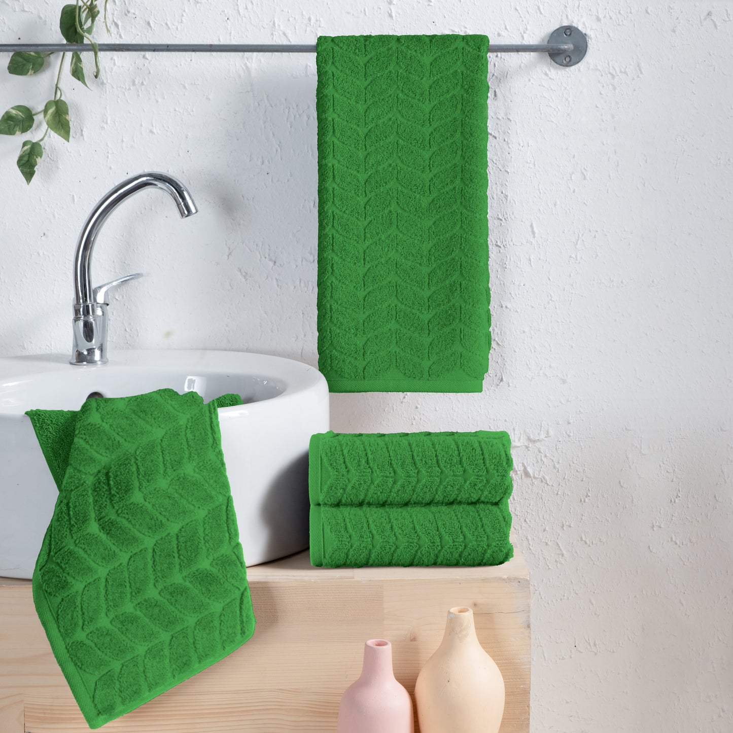 Elegant Comfort 4-Pack Premium Turkish Cotton Braided Hand Towel Set, 16 x 28 inch