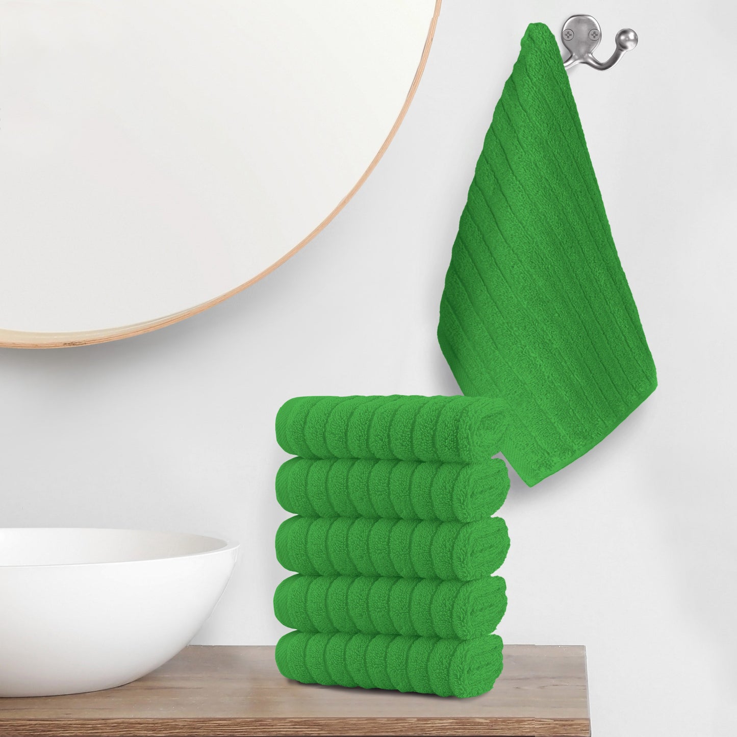 Elegant Comfort 6-Pack Premium Turkish Cotton Corduroy Stripe Washcloths Set, 13 x 13 inch