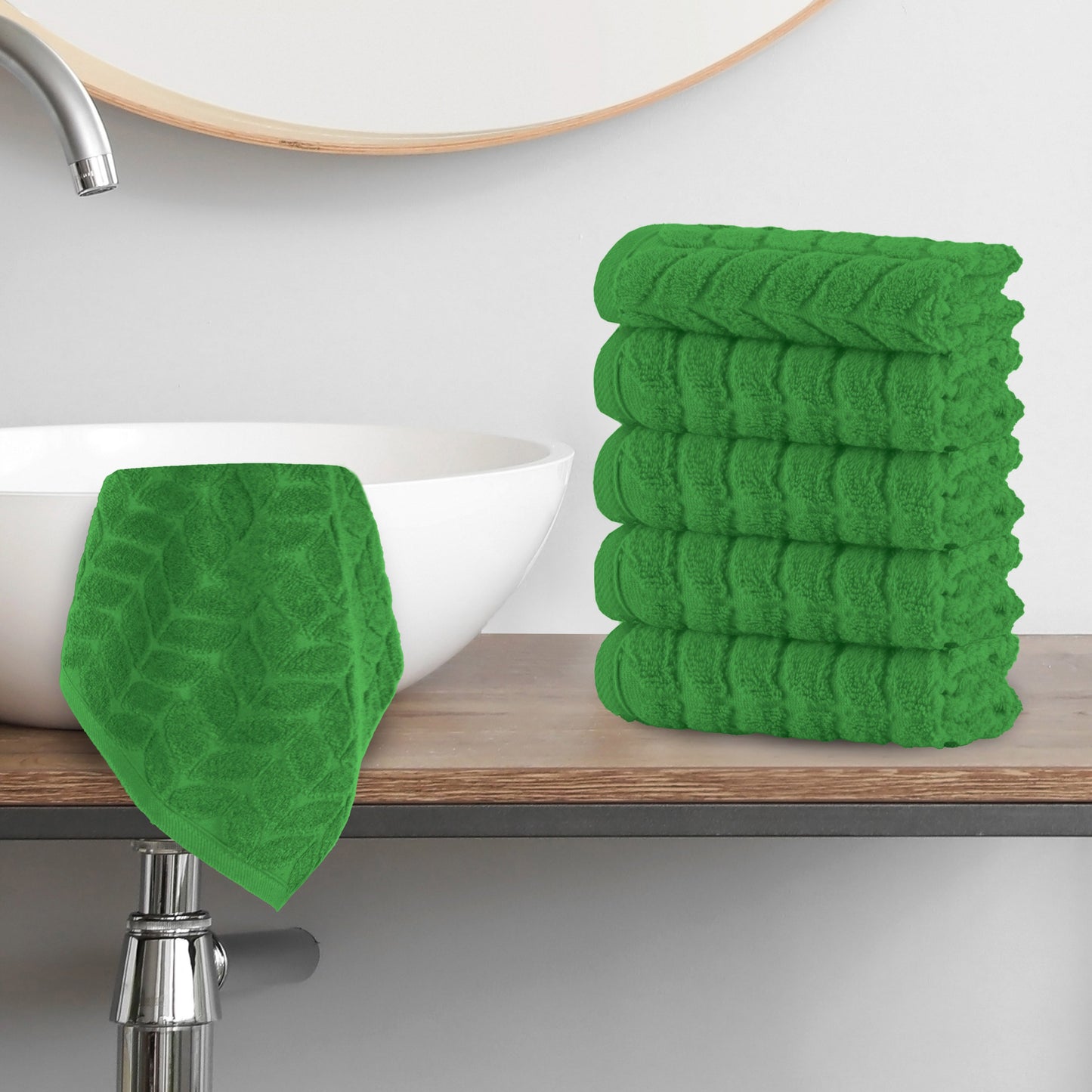 Elegant Comfort 6-Pack Premium Turkish Cotton Braided Washcloths Set, 13 x 13 inch