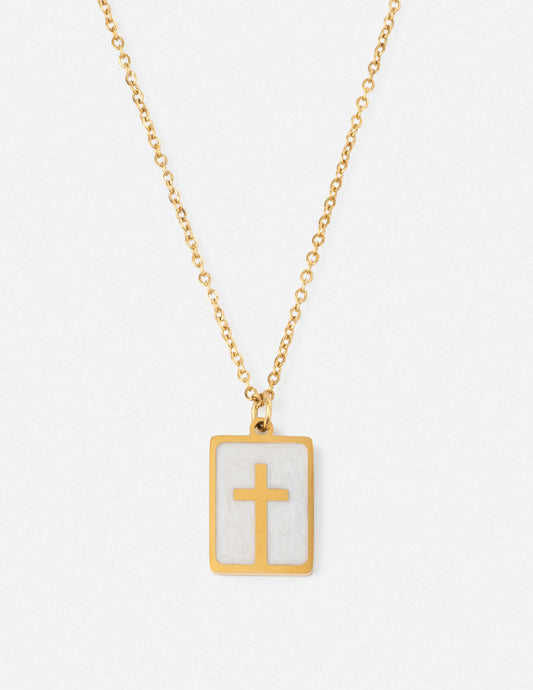 Elevated Faith Enamel Cross Necklace