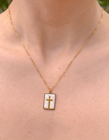 Elevated Faith Enamel Cross Necklace