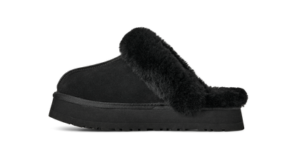 UGG Disquette Womens Platform Slippers — Black Suede
