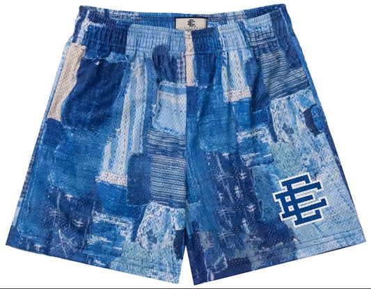 Eric Emanuel Men's Ee Basic Short Blue Boro Patchwork Ss23 Shorts