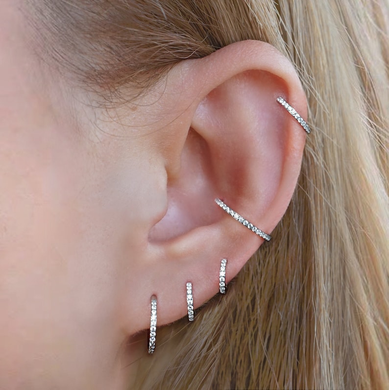 Mint & Lily Eternity Crystal Cartilage Hoop Earrings | 16g