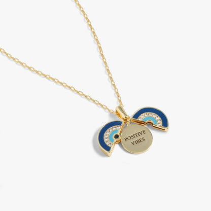 Evil Eye 'Positive Vibes' Mantra Necklace