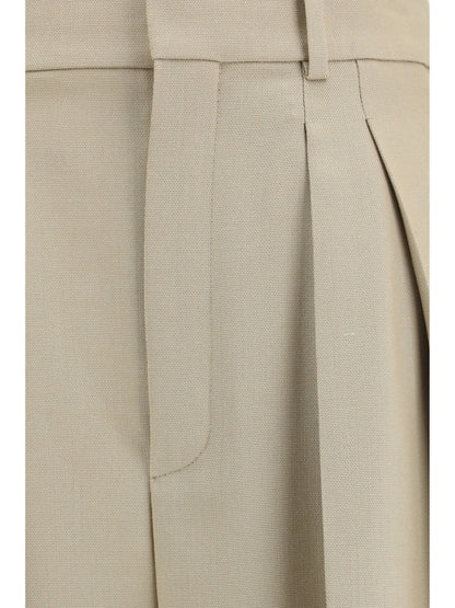 Tailored Trousers Wool and Silk-Canvas Mustard