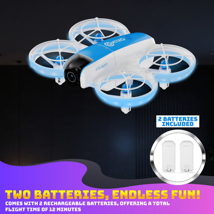 Contixo F15 Astro Mini Drone With 2.4" Screen Remote - 720P HD Camera, Live Video Display, Optical Flow Hover, One-Key Takeoff/Landing, 360° Stunts, 2 Batteries, Beginner Drone for Kids & Adults