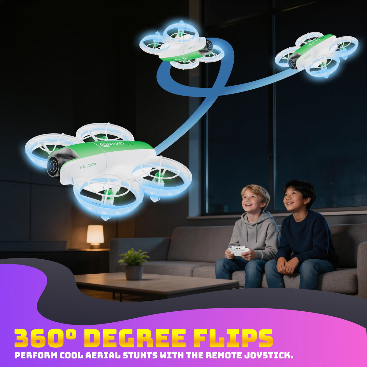 Contixo F15 Astro Mini Drone With 2.4" Screen Remote - 720P HD Camera, Live Video Display, Optical Flow Hover, One-Key Takeoff/Landing, 360° Stunts, 2 Batteries, Beginner Drone for Kids & Adults
