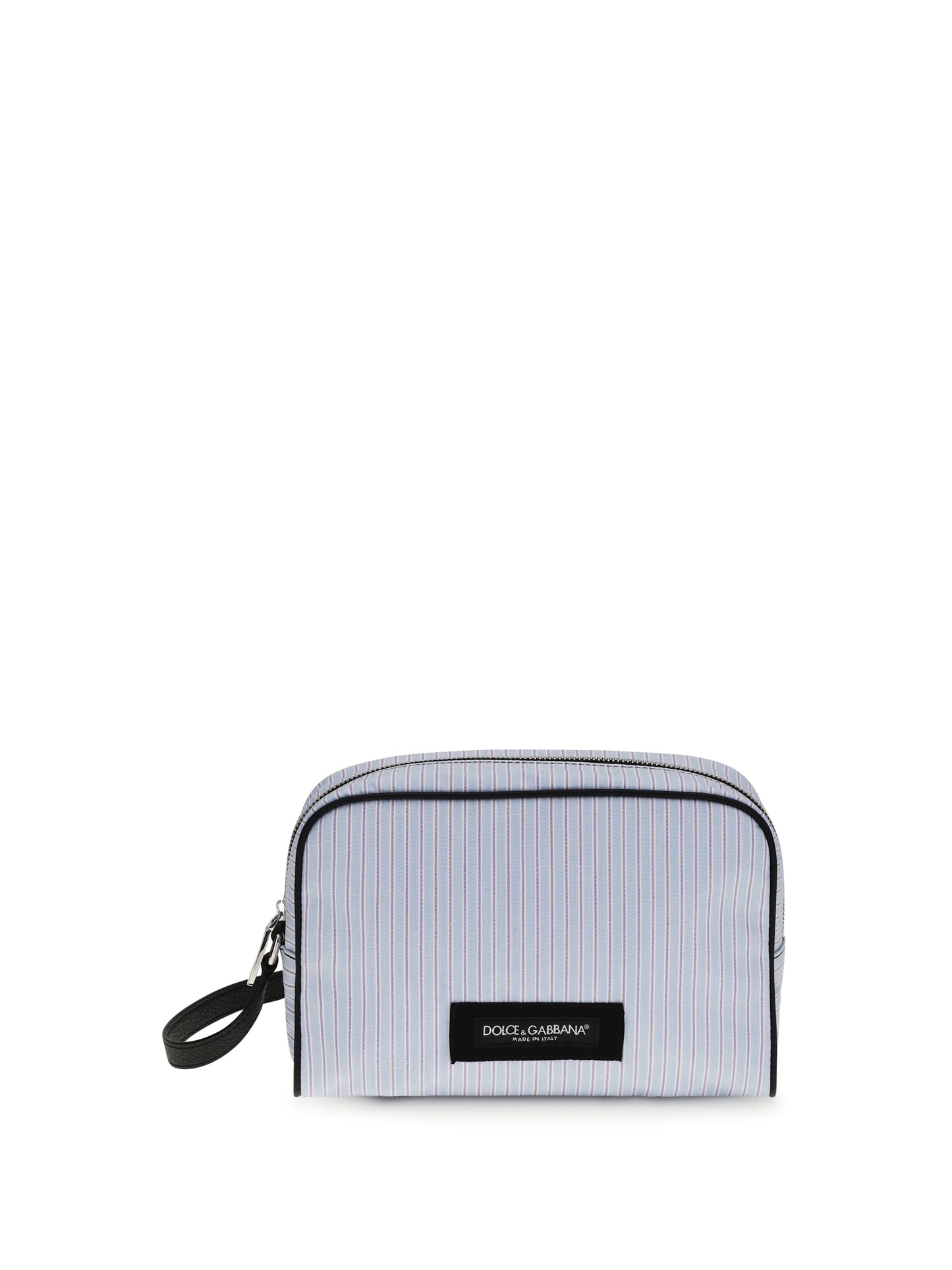 Handbag Striped Poplin and Leather