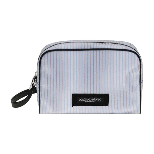 Handbag Striped Poplin and Leather