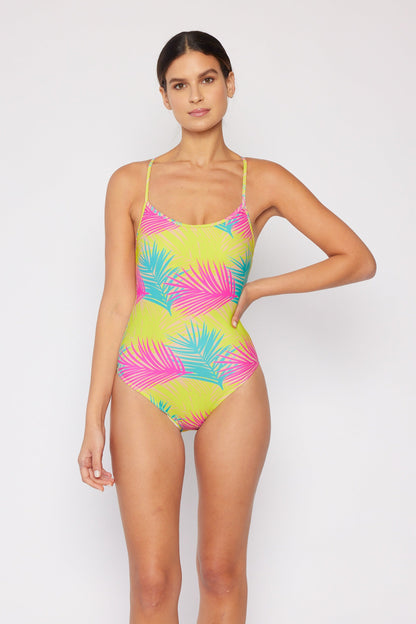 Marina West Tie Back One Piece Swimsuit (F1701) - Multi Palms