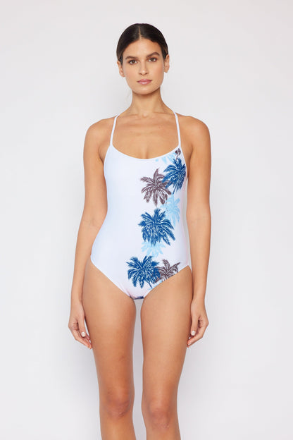 Marina West Tie Back One Piece Swimsuit (F1701) - White Palms