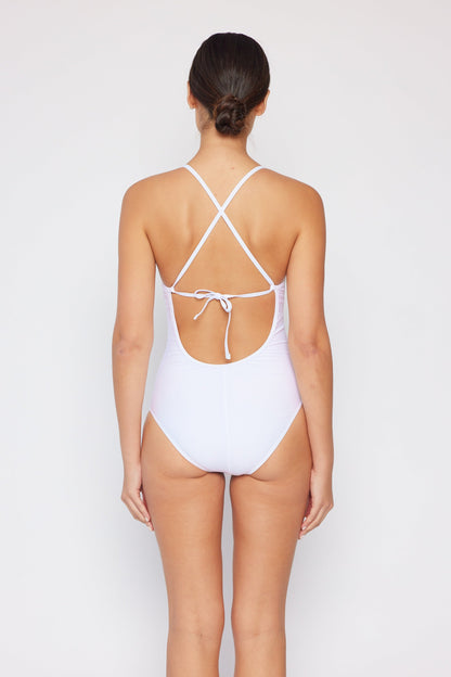 Marina West Tie Back One Piece Swimsuit (F1701) - White Palms
