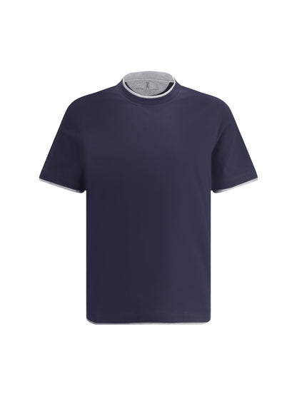 Cotton T-Shirt Cobalt/Medium Grey