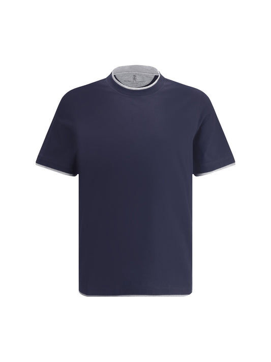Cotton T-Shirt Cobalt/Medium Grey