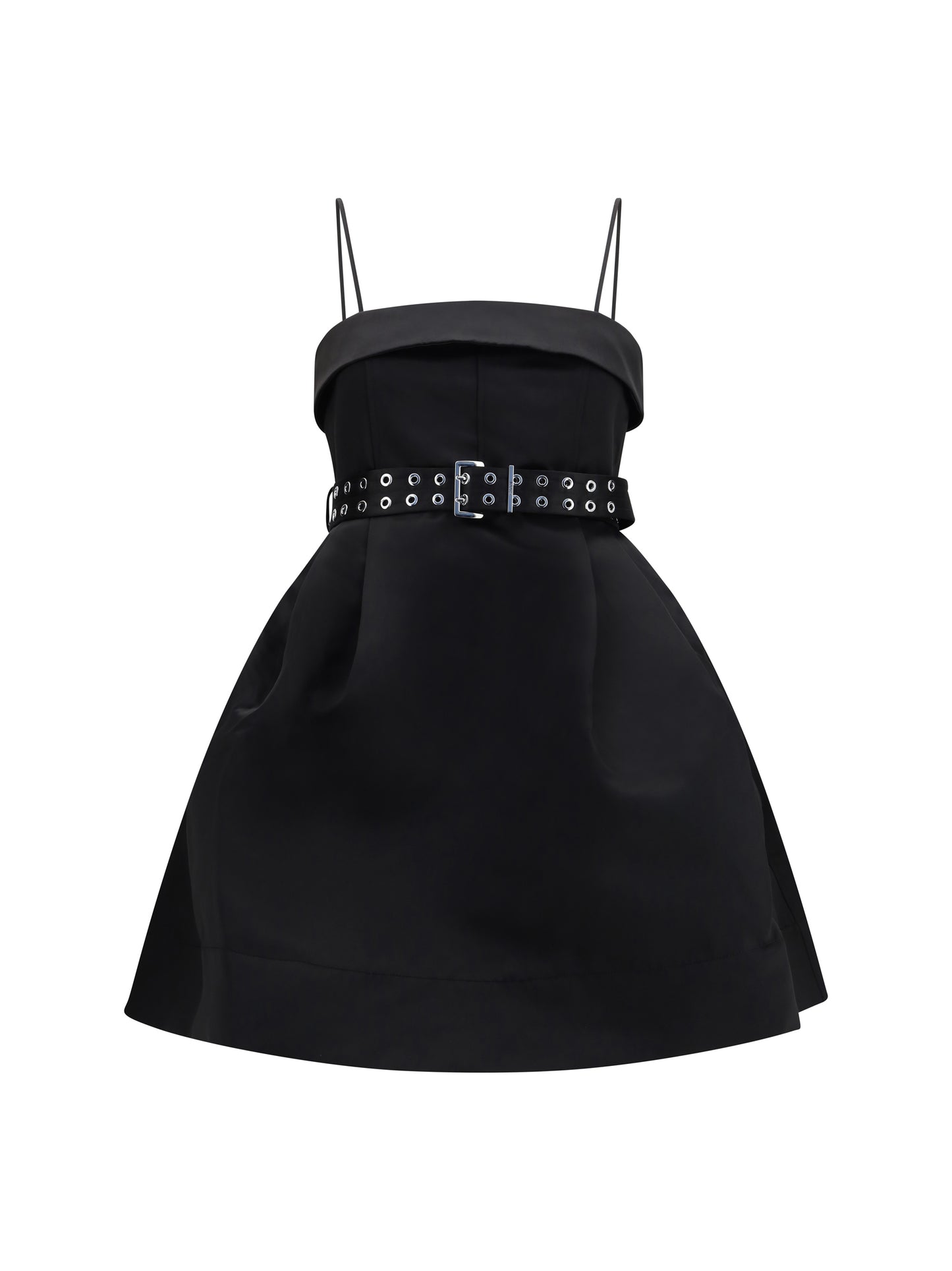 Dress Short Satin Full Skirt Black