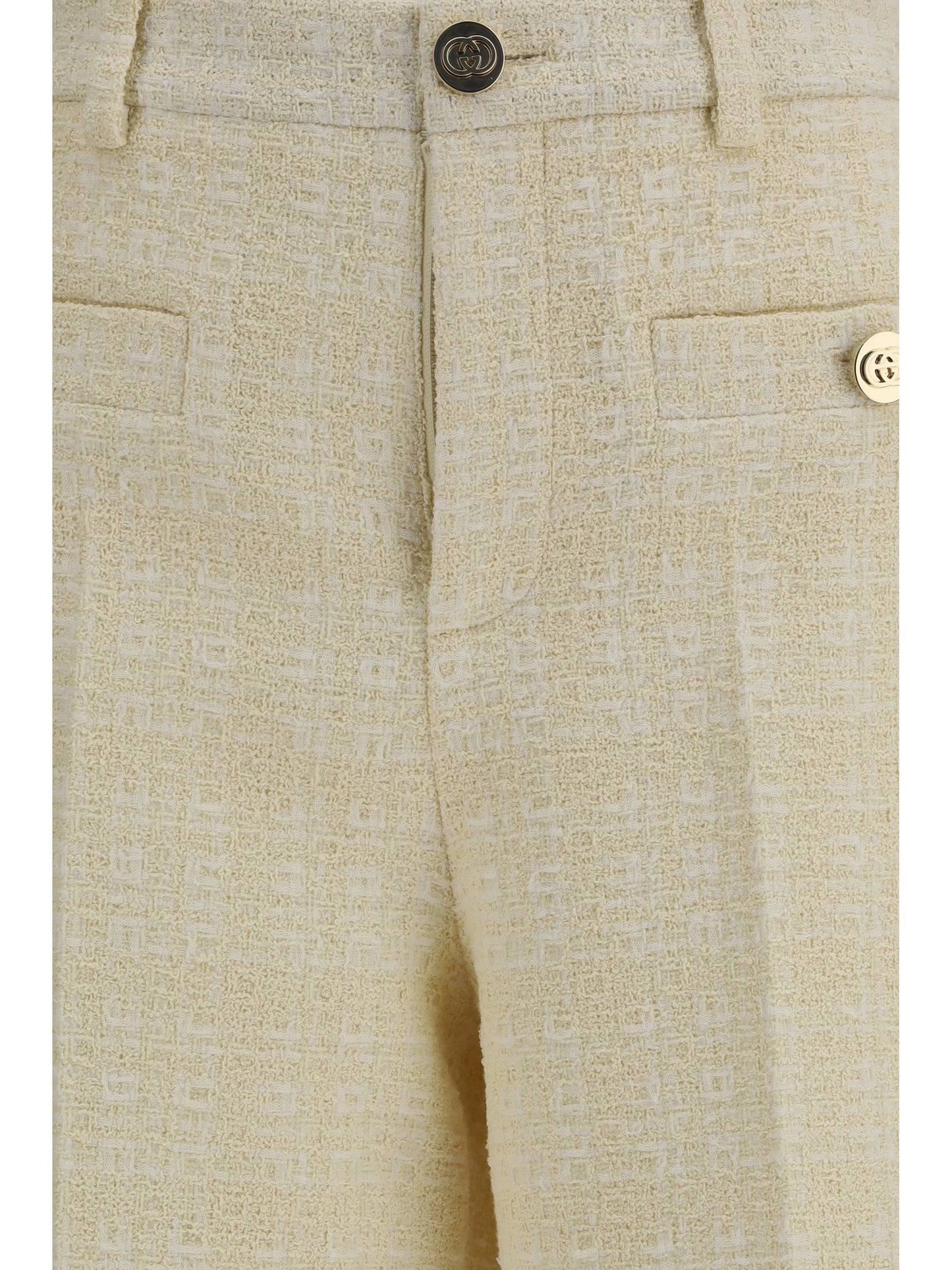 Trousers Cotton Tweed Beige/White