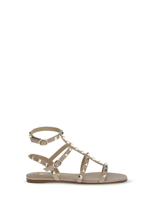 Sandal Rockstud Powder Pink Calf Leather