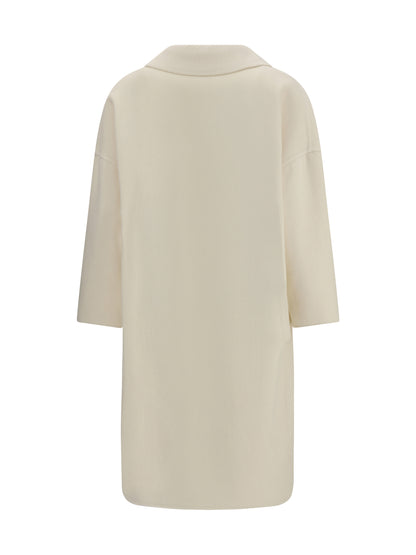 Double-Breasted Long Coat Cream