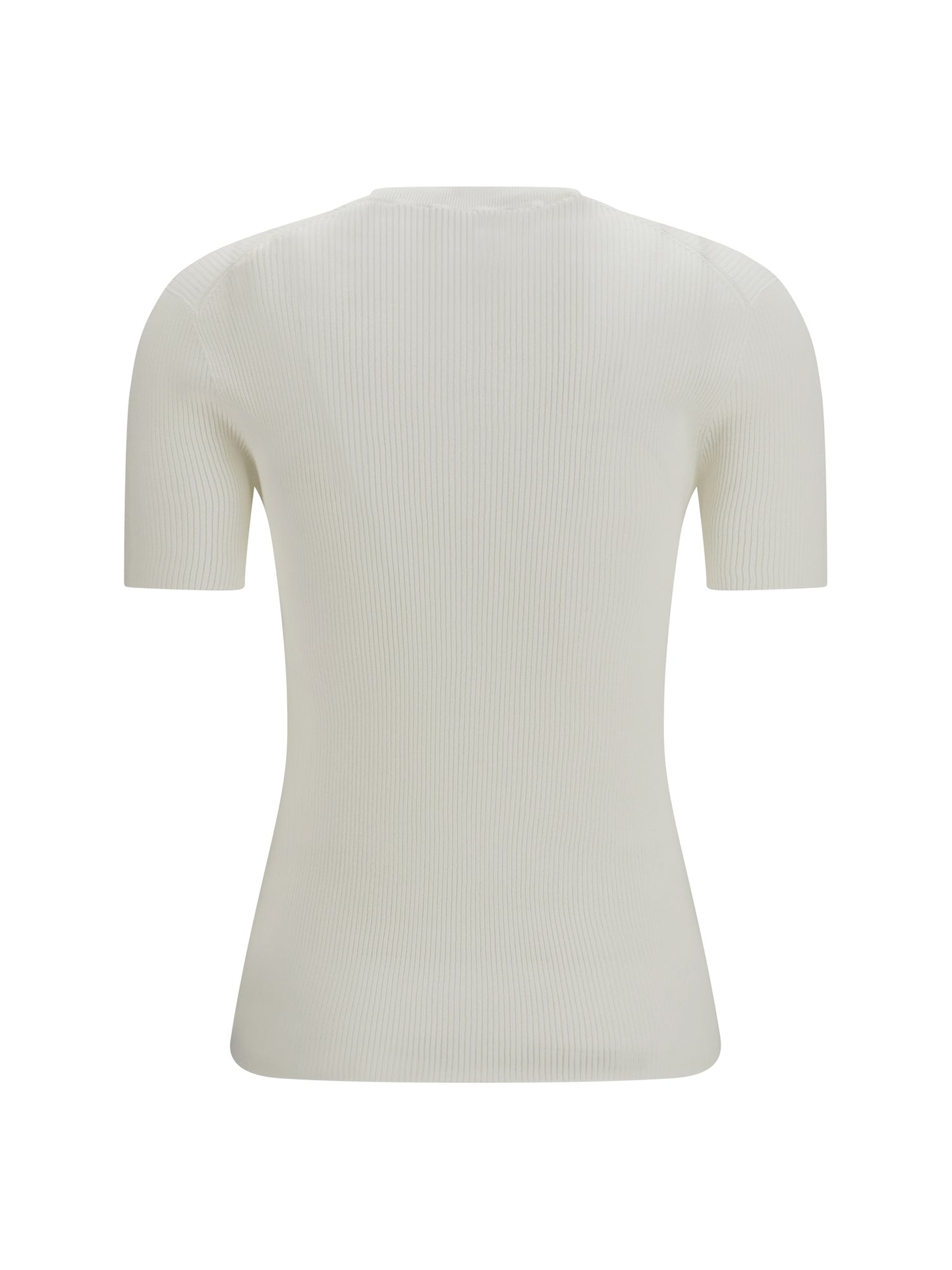 Short-Sleeve Cotton Sweater Off White