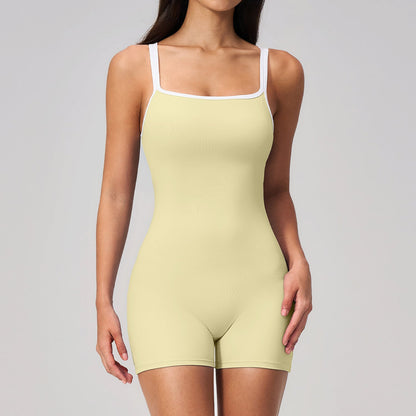 Women's Square Collar Backless Shorts Jumpsuit – Sport Fashion Style
