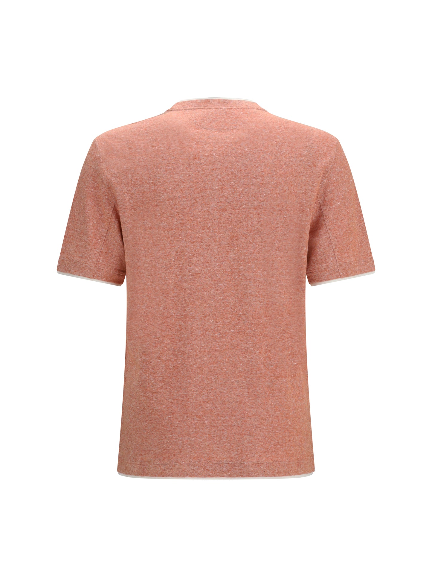 Short-Sleeve Cotton T-Shirt Peach/Off White