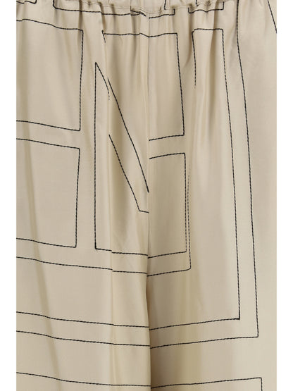 Pants Silk Monogram Ivory