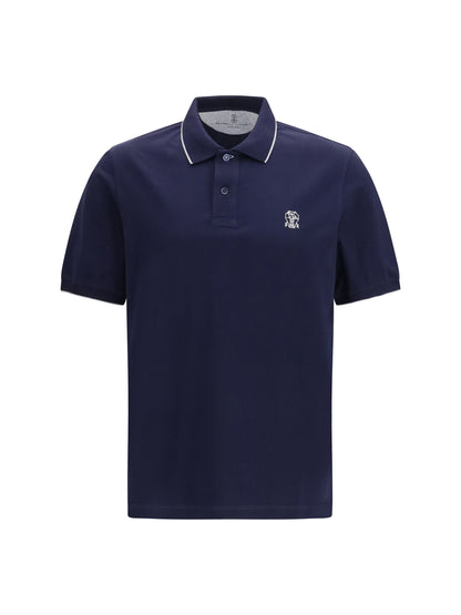 Polo Shirt Cotton Cobalt/Grey