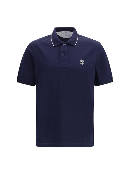 Polo Shirt Cotton Cobalt/Grey